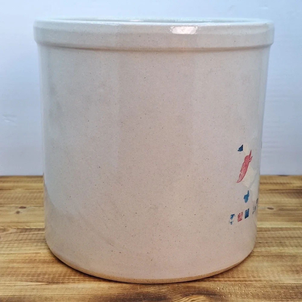 Vtg Robinson Ransbottom 1 Gallon Goose Blue Crown Stoneware Crock Hand Painted